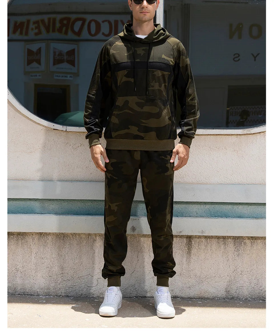 2025 Men's Autumn Winter Sport Casual Sets Camouflage Pullover Hoodies and Pants Two Pieces Street Loose Harajuku Men Tracksuits