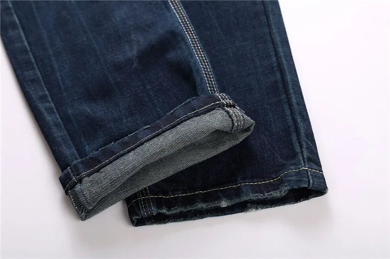 Autumn New Yellow Men's Jeans, Blue Stretch Biker Trousers, Broken Hole Jeans, Fashion Popular Men Denim Pants Big Size 29-42