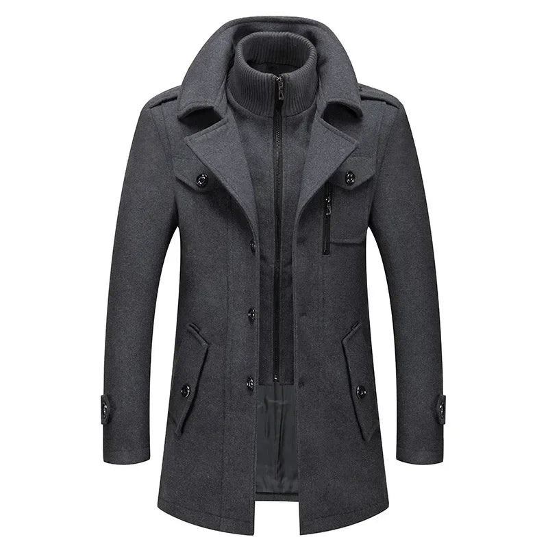 Men's Fashion Warm Autumn&Winter Jackets Trench Herrenmantel Coat for Men Double Collar Coat Jackets Mens Windproof Coats