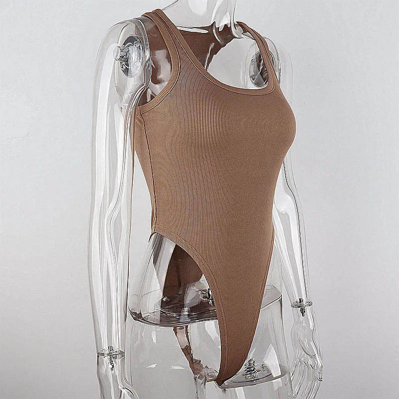 Sleeveless Knit Bodysuit for Women, Off Shoulder Halter Tops, Casual Street Bodycon, Sexy Clubwear, Hot Summer, 2024