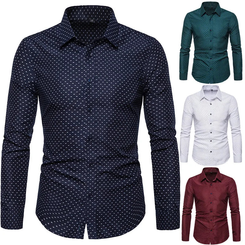 209 Korean Slim Fit Long Sve Dr irt Men's Faion Casual Slim Fit irt Floral Print Summer Thin Fabric irt