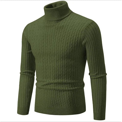 2025 New Men Solid Colour Turtleneck Sweater Black / White / Royal Blue Fashion Simple Male Casual Pullover Tops