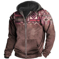 Vintage Y2K Zipper Golf Hoodie For Men Fashion Jacket Ethnic Men's Pullovers Jersey Sweatshirt Long Sleeve Casual Clothing Tops