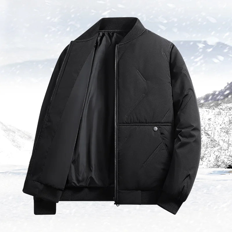 Men's Jacket  Autumn Winter Thickened Warm Comfortable Breathable Casual Coat Outdoor Solid Color Windproof Zippered Jacket