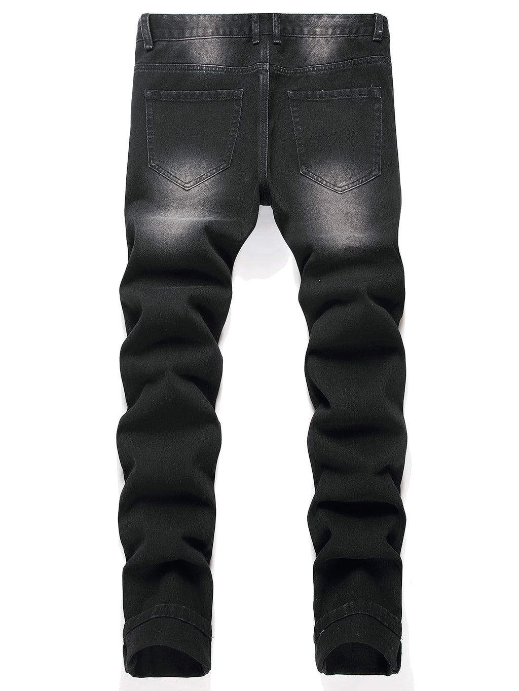 Black Y2K Jeans Mid Rise Straight Leg Man Pants with Silver Star Design Distressed Ripped Denim Clothing Hip Hop Male Streetwear