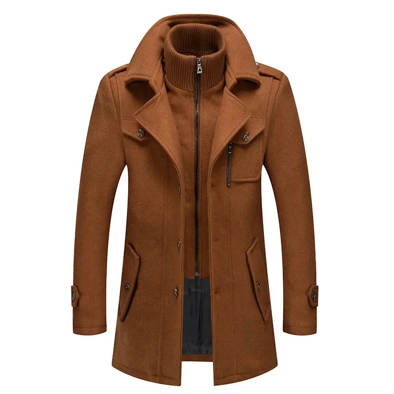 Men's Fashion Warm Autumn&Winter Jackets Trench Herrenmantel Coat for Men Double Collar Coat Jackets Mens Windproof Coats