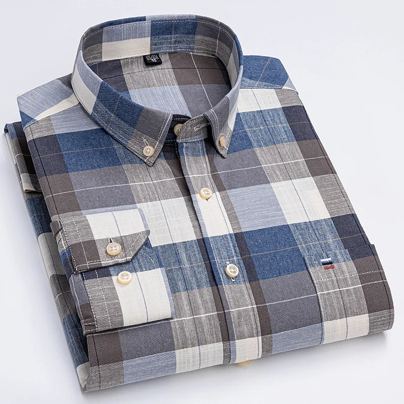 Casual Pure Cotton Oxford Mens Shirts Long Sleeve Plain Soild Regular Fit Fashion Button Man Dress Shirts