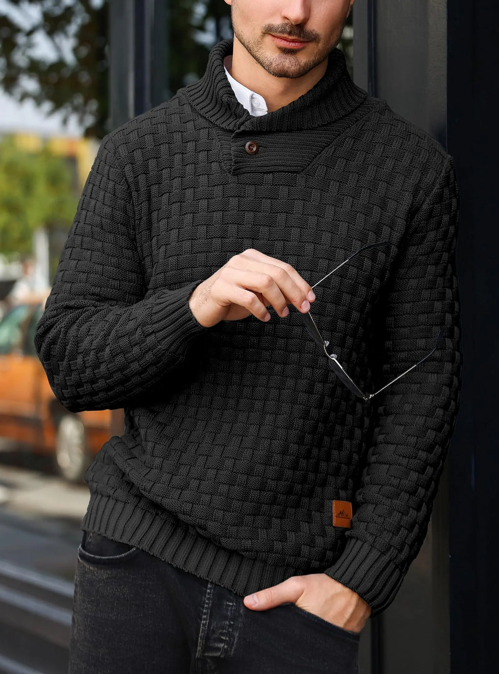 Men’s Sweater Winter Knitted Crew Neck Warm Soft Long Sleeve Pullover Textured Ribbed Edge Comfortable High Quality Top US Size