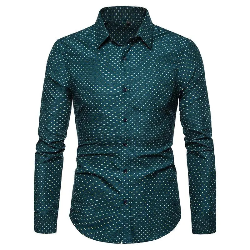 209 Korean Slim Fit Long Sve Dr irt Men's Faion Casual Slim Fit irt Floral Print Summer Thin Fabric irt