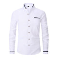 New Fashion Patchwork Long Sleeeve Casual Shirts Men Stand Collar Slim Fit Blouses High Quality Spirng Autumn Male Dress Shirt