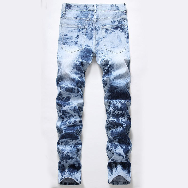 Autumn New Yellow Men's Jeans, Blue Stretch Biker Trousers, Broken Hole Jeans, Fashion Popular Men Denim Pants Big Size 29-42