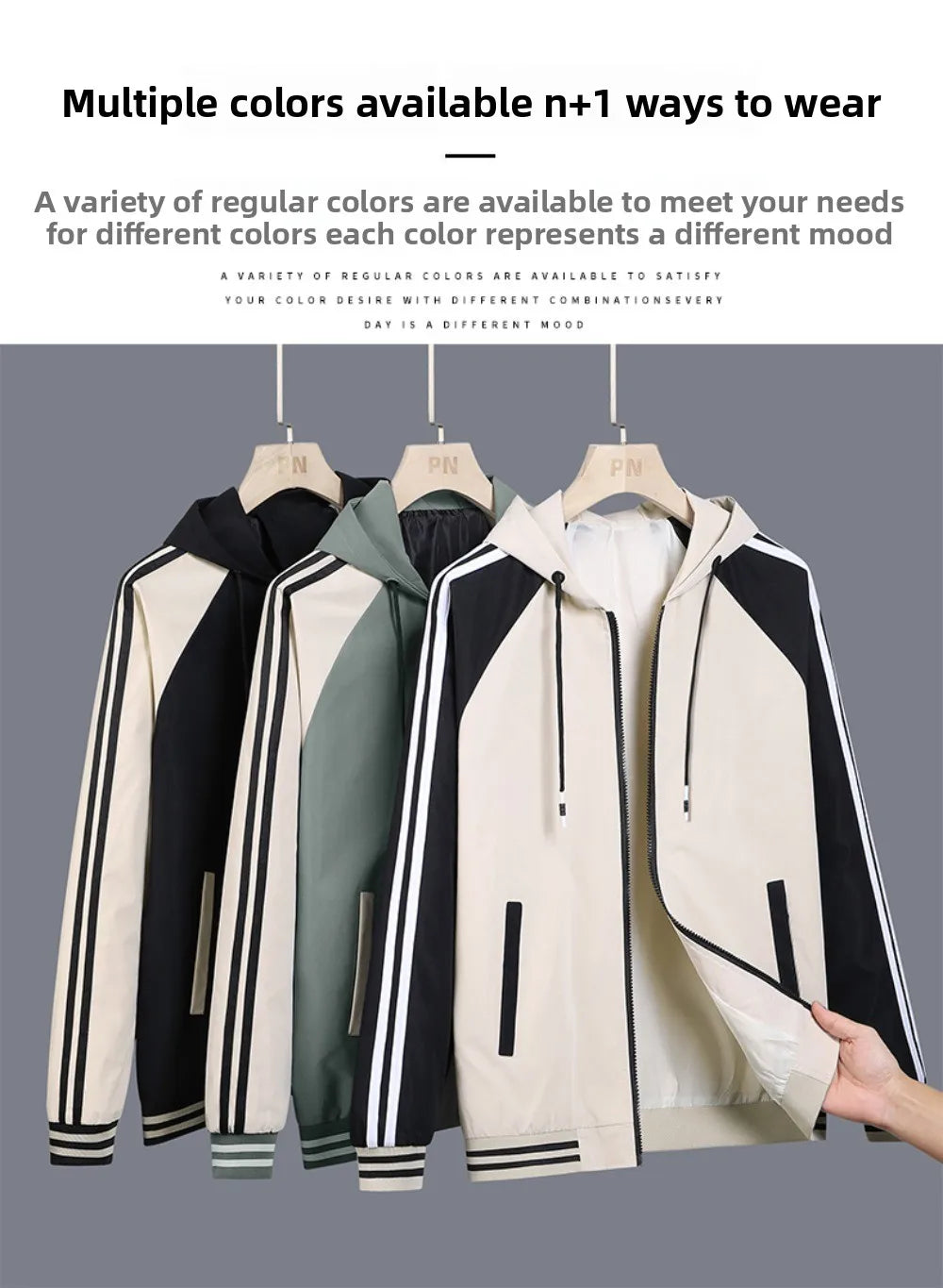 Men's casual jacket - New autumn style workwear sporty windproof hooded coat
