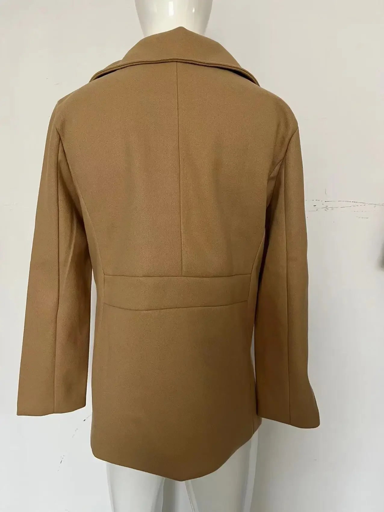 New Mens Peacoat Long-sleeved Tweed Coat Autumn and Winter Fashion Solid Color Long Overcoats Large Size Male Jackets