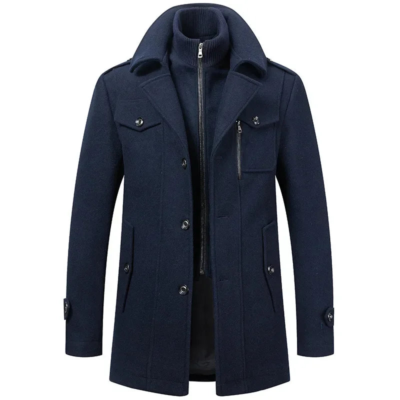 Men's Fashion Warm Autumn&Winter Jackets Trench Herrenmantel Coat for Men Double Collar Coat Jackets Mens Windproof Coats