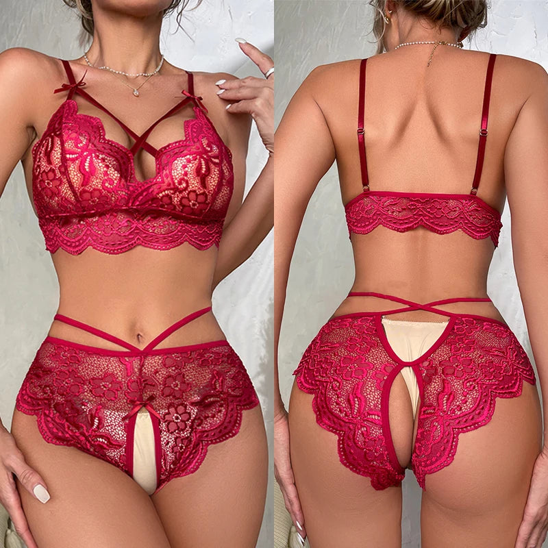 Women Underwear Set Deep V-Neck Tops And Shorts Garters Suit Ladies Sling Nightwear Sexy Lingerie Babydoll Sexy 2-Pieces