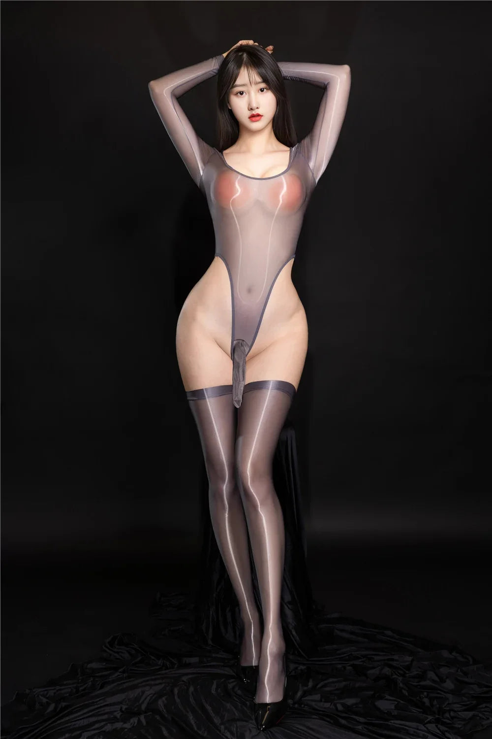Exotic Bodysuit Tops Shiny Smooth Unisex Elephant Nost Sheath Thong Cut Tights Sexy Sheer See Through Leotard Elastic Unitard