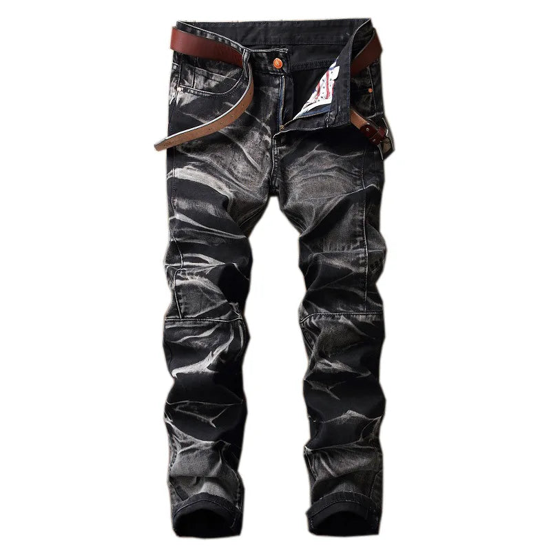 Autumn New Yellow Men's Jeans, Blue Stretch Biker Trousers, Broken Hole Jeans, Fashion Popular Men Denim Pants Big Size 29-42