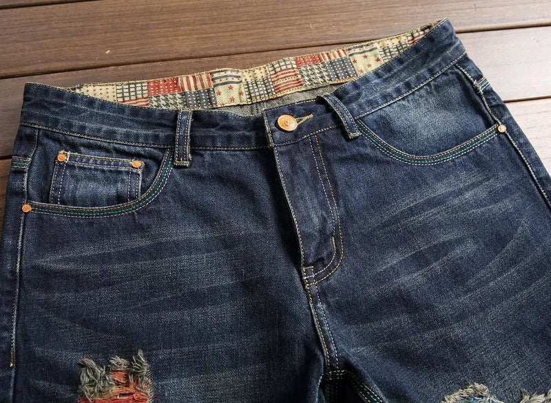 Autumn New Yellow Men's Jeans, Blue Stretch Biker Trousers, Broken Hole Jeans, Fashion Popular Men Denim Pants Big Size 29-42