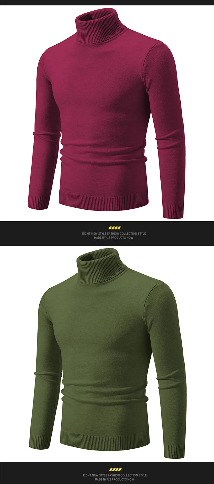 New Winter Turtleneck Thick Mens Sweaters Casual Turtle Neck Solid Color Quality Warm Slim Turtleneck Sweaters Pullover Men