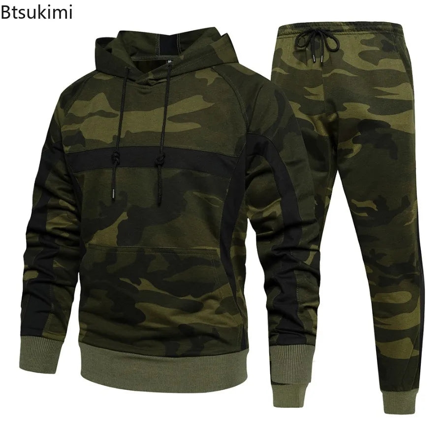 2025 Men's Autumn Winter Sport Casual Sets Camouflage Pullover Hoodies and Pants Two Pieces Street Loose Harajuku Men Tracksuits