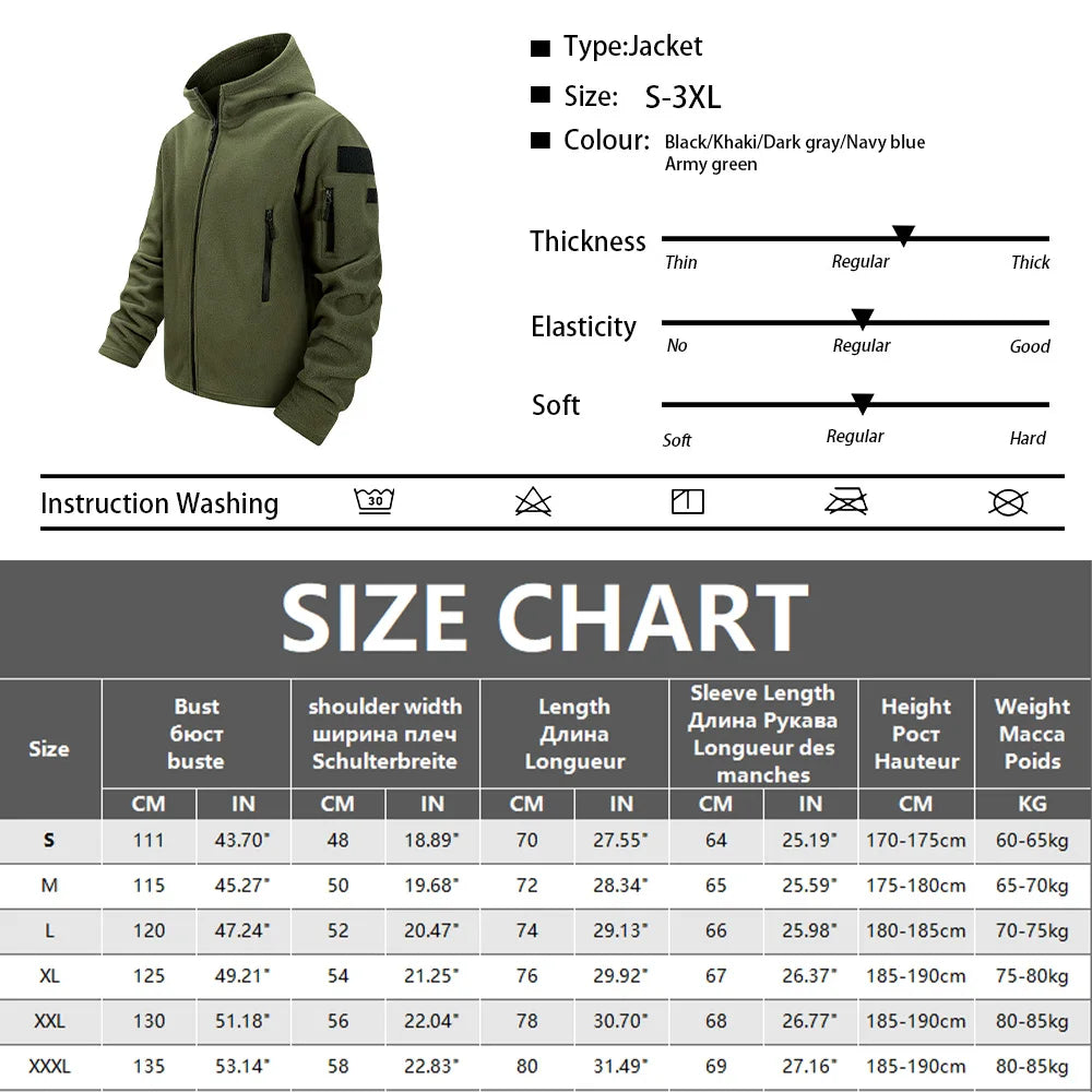 Men's Hooded Jacket Coat  Autumn Men Outdoor Hiking Biking Training Outwear Full-Zip Up Windproof Hooded Warm Work Coat