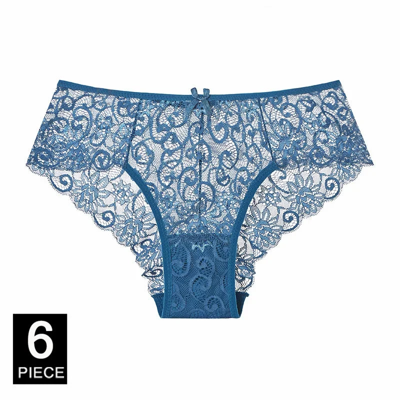 Panties Underwear Woman Sexy Lace Briefs Breathable Female Panty knickers Set Transparent Underpants 6 Pcs/lot
