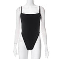 Criss Cross Backless Sexy Body Woman High Cut Thong Bodysuit Black Spaghetti Strap Cami Tops Summer One Piece Night Club Outfit