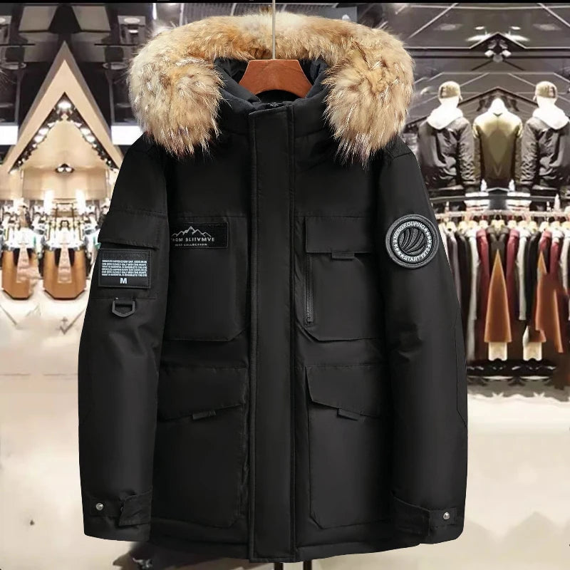New Winter Mens Hooded Fur Collar Duck Down Coats High Quality Waterproof Coats Fashion Parkas Male Casual Warm Down Jackets