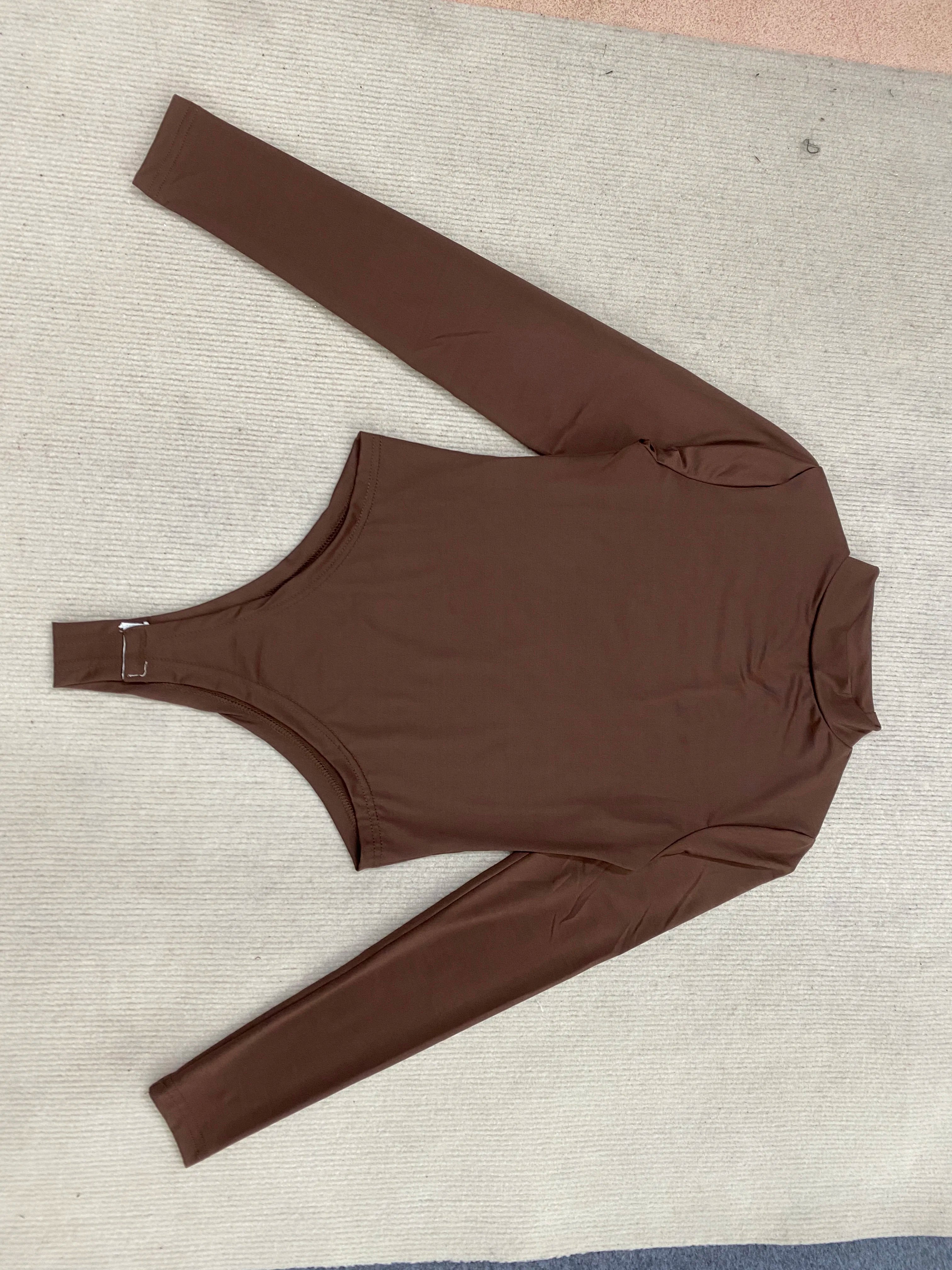 Bodysuit Hot Girl Sexy Spice Basic High-Neck Elastic Slim-Fit Fashion Long-Sleeved Bodycon Top innerwear Solid Base Layer Shirt