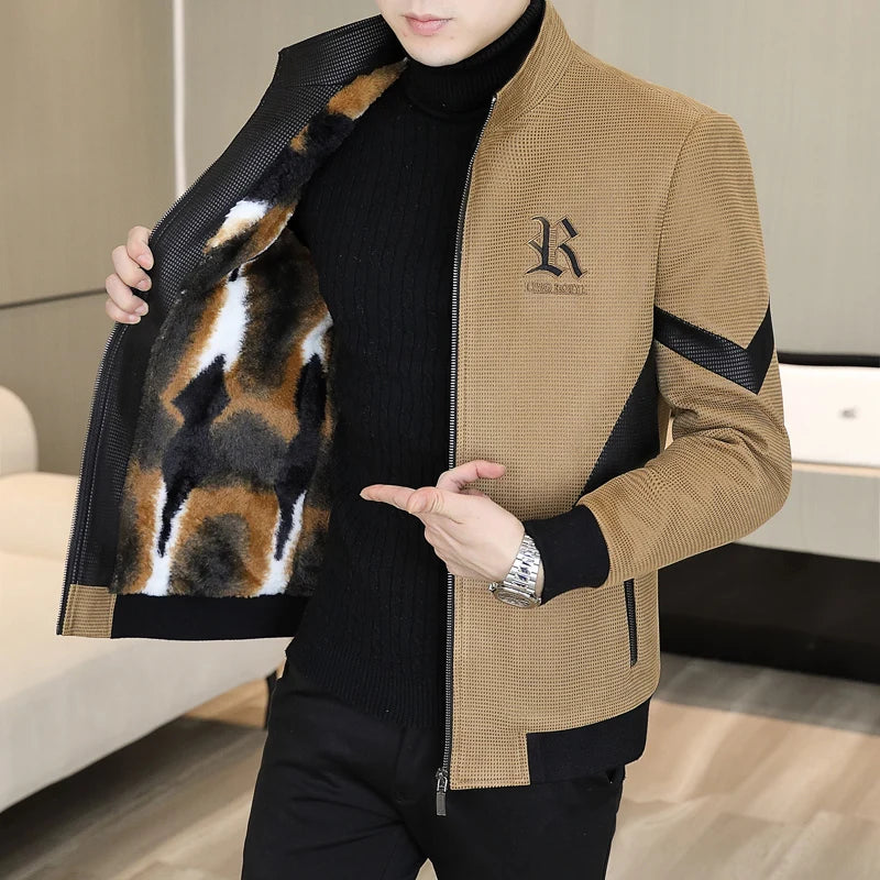 Autumn Winter Mens New Jackets Men Thicken Wool Liner Jacket Fleece Warm lapel Men Coats Casual Streetwear Outwear