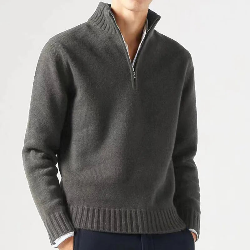 Mens Winter Casual Daily Warm Coats Turtlenecks Half Zipper Sweaters Knitwear Spring Pullovers Solid Long Sleeved Tops for Male