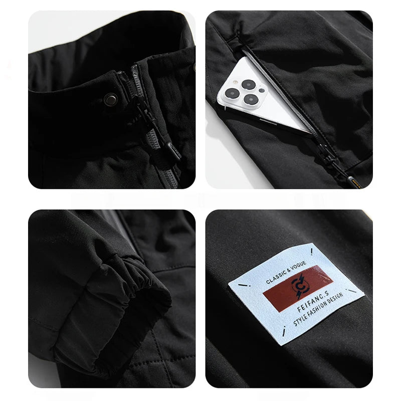 Mens Jacket Autumn Winter Windbreaker Thick Warm Coats Fleece Lined Outwear High Street Fashion Casual Jackets Man Streetwear