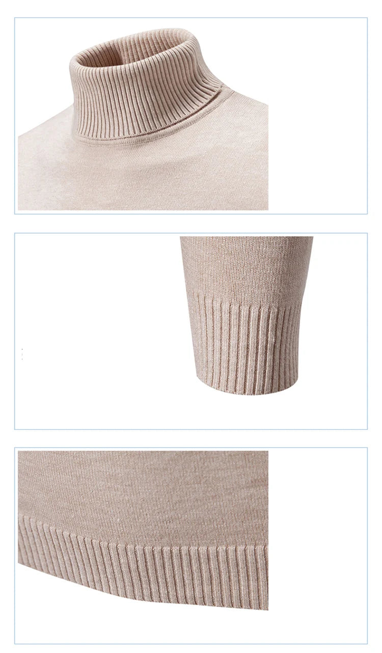 New Winter Turtleneck Thick Mens Sweaters Casual Turtle Neck Solid Color Quality Warm Slim Turtleneck Sweaters Pullover Men