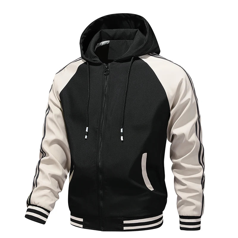 Men's casual jacket - New autumn style workwear sporty windproof hooded coat