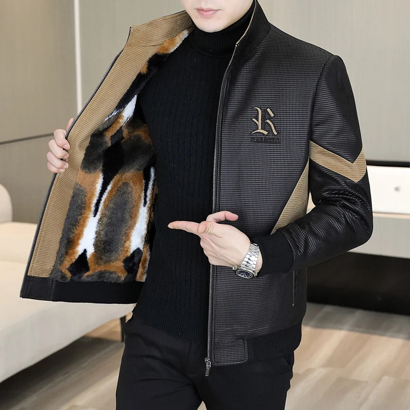 Autumn Winter Mens New Jackets Men Thicken Wool Liner Jacket Fleece Warm lapel Men Coats Casual Streetwear Outwear
