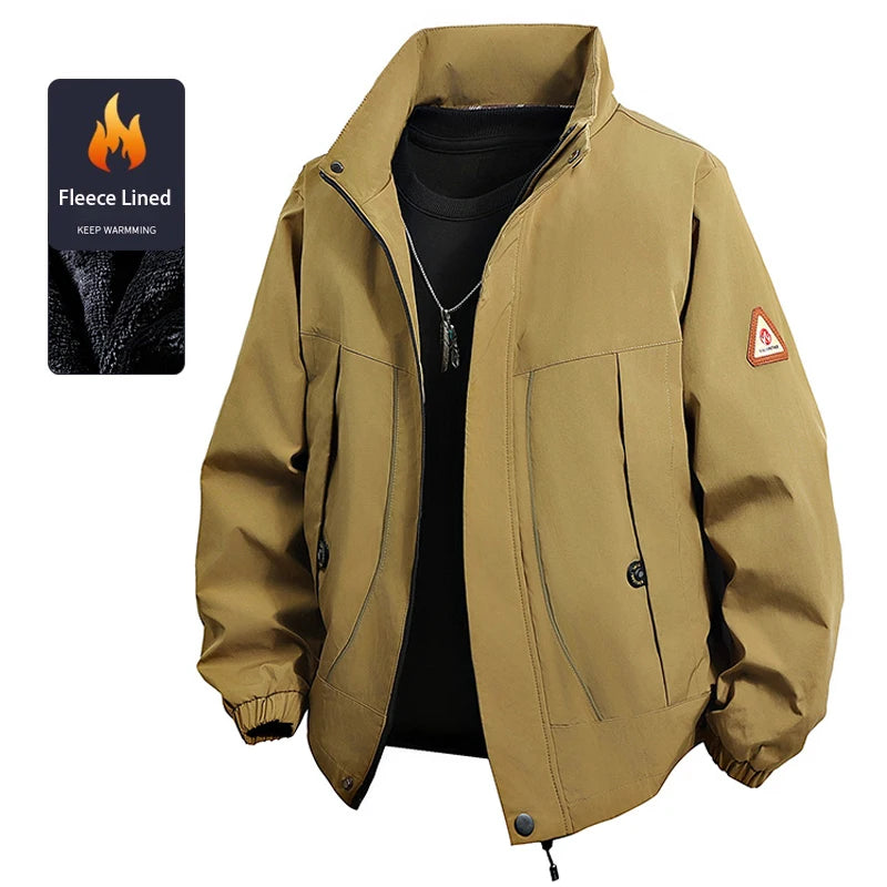 Mens Jacket Autumn Winter Windbreaker Thick Warm Coats Fleece Lined Outwear High Street Fashion Casual Jackets Man Streetwear