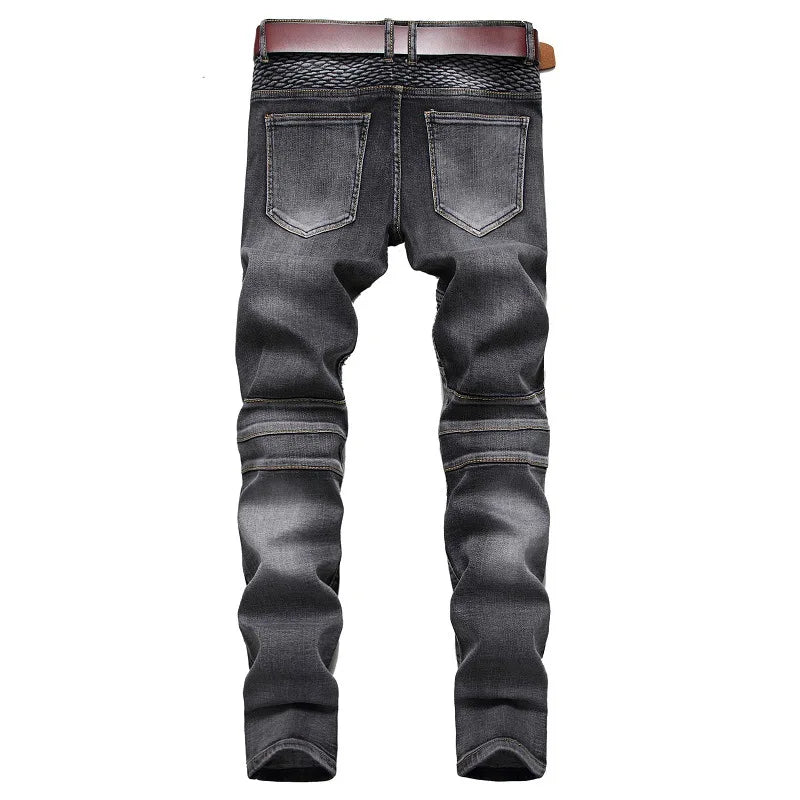 Autumn New Yellow Men's Jeans, Blue Stretch Biker Trousers, Broken Hole Jeans, Fashion Popular Men Denim Pants Big Size 29-42