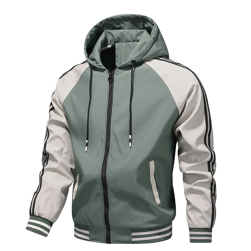 Men's casual jacket - New autumn style workwear sporty windproof hooded coat