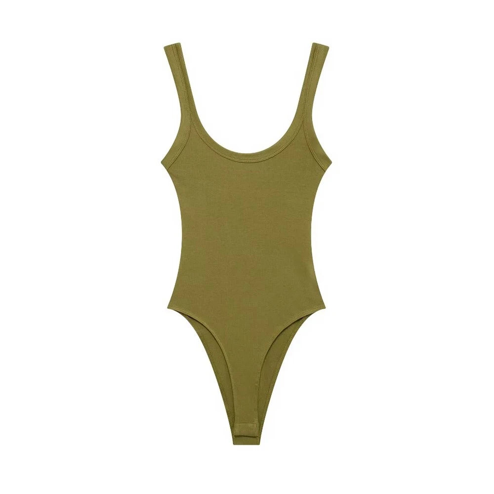 Skinny Ribbed Bodysuits for Women, O Neck, Straps, Snap-Button, Female Playsuits, Sexy Fashion