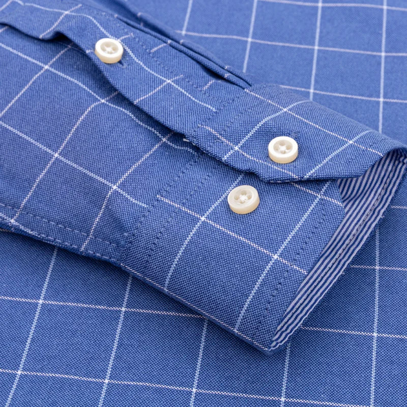 Casual Pure Cotton Oxford Mens Shirts Long Sleeve Plain Soild Regular Fit Fashion Button Man Dress Shirts