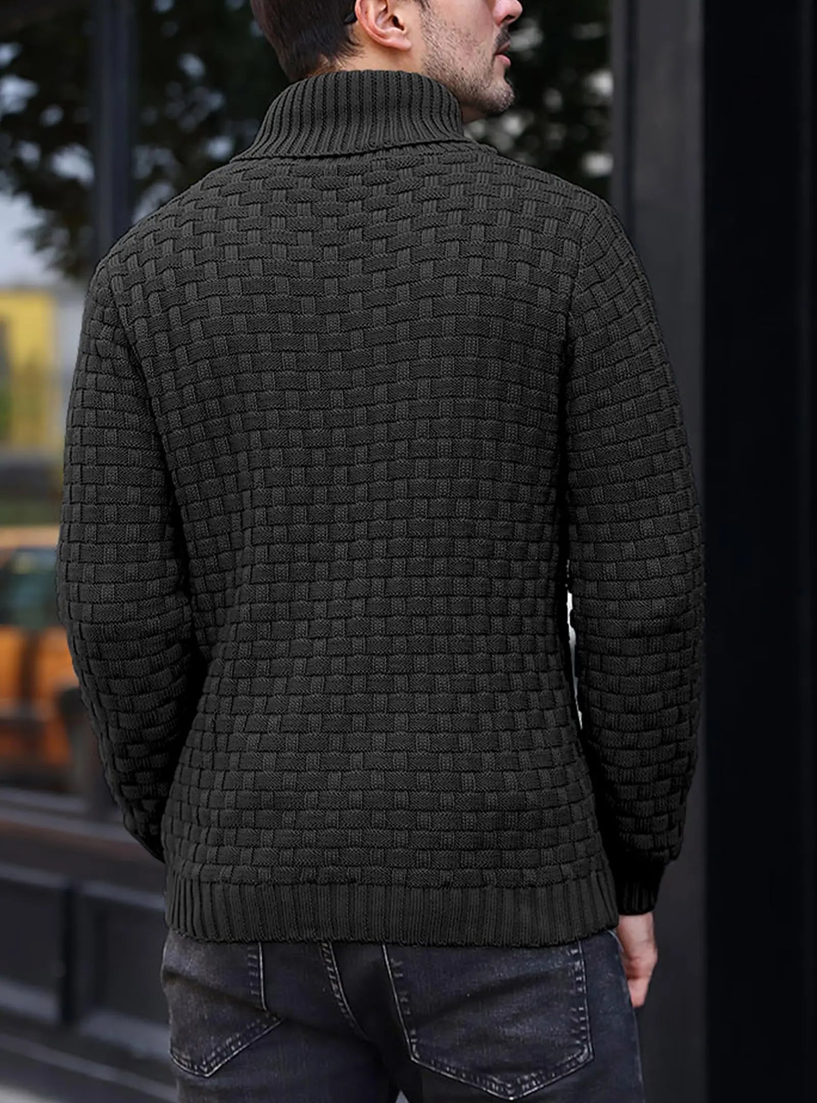 Men’s Sweater Winter Knitted Crew Neck Warm Soft Long Sleeve Pullover Textured Ribbed Edge Comfortable High Quality Top US Size