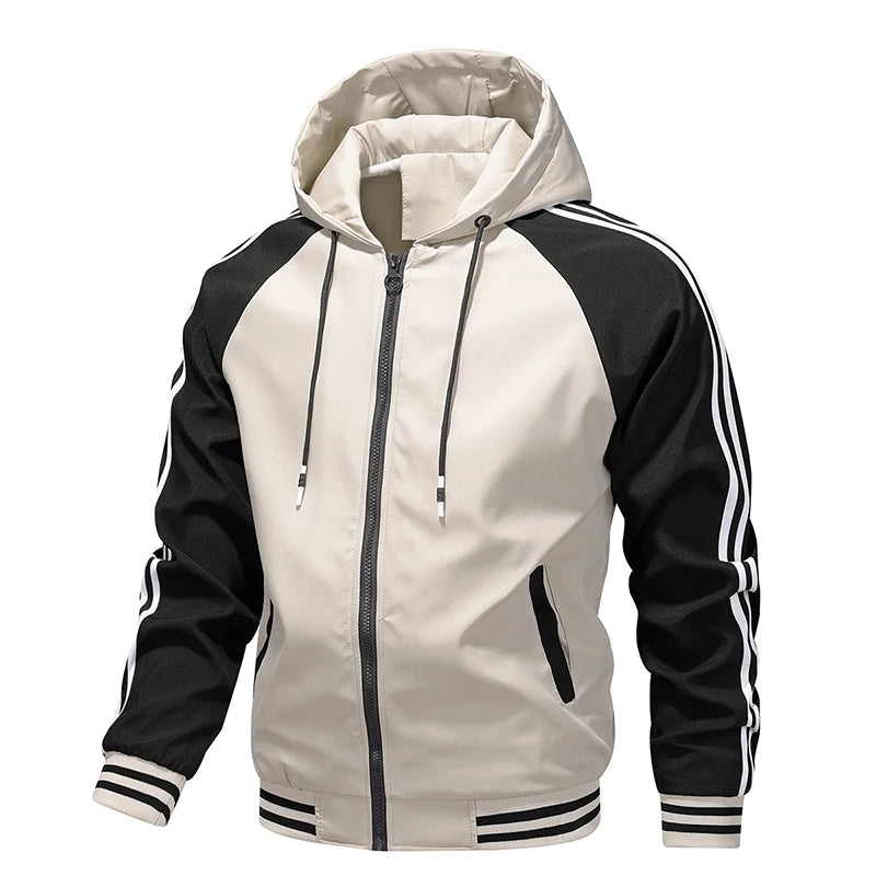 Men's casual jacket - New autumn style workwear sporty windproof hooded coat