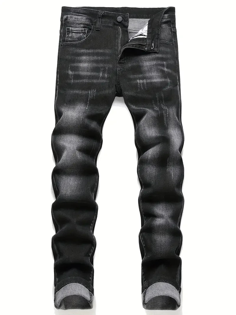 Men's Stretchy Denim Jeans For Men Simple Slim Casual Straight Fashion Classic Pants Cargo Denim Jeans Solid Streetwear Trousers