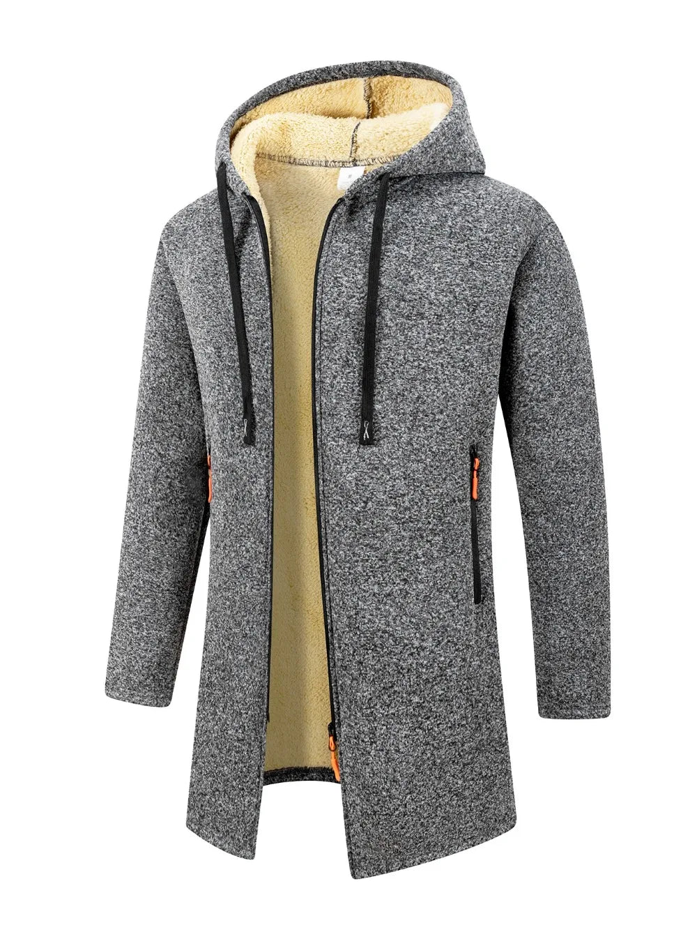 Winter Men's Thickened Hoodies Jacket Outdoor Warm Zipper Long Sleeve Sweatshirts Cardigan Streetwear Solid Color Tops Overcoat