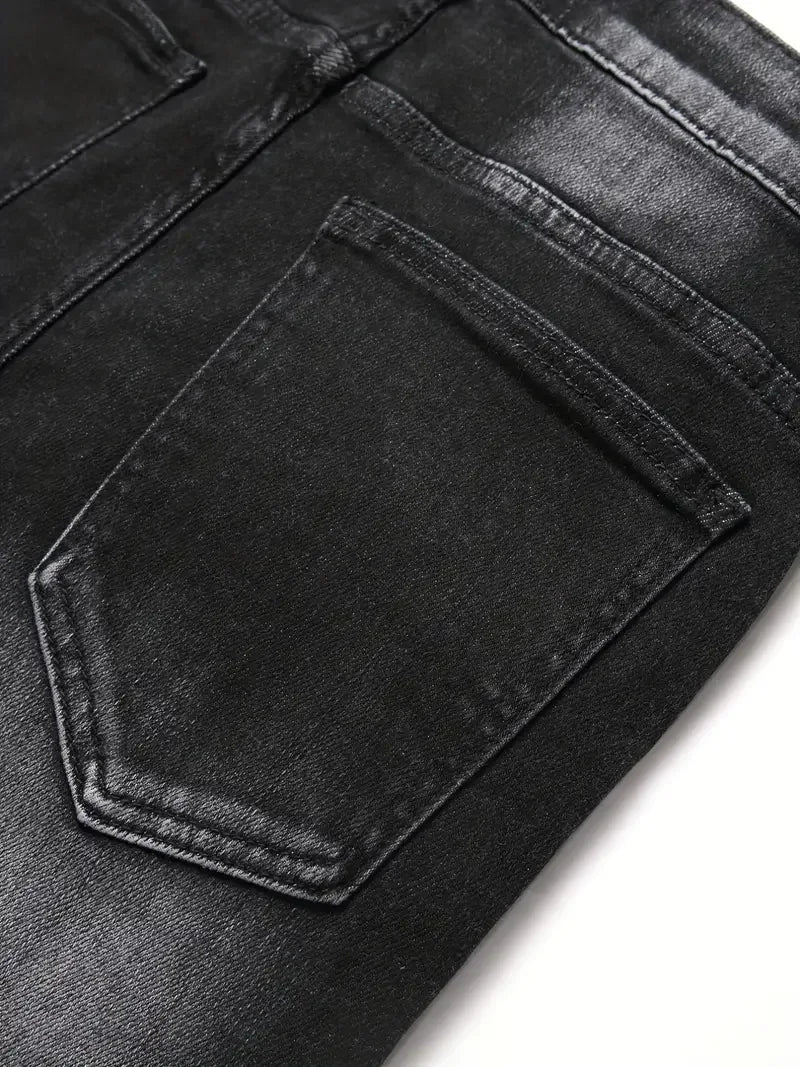 Men's Stretchy Denim Jeans For Men Simple Slim Casual Straight Fashion Classic Pants Cargo Denim Jeans Solid Streetwear Trousers