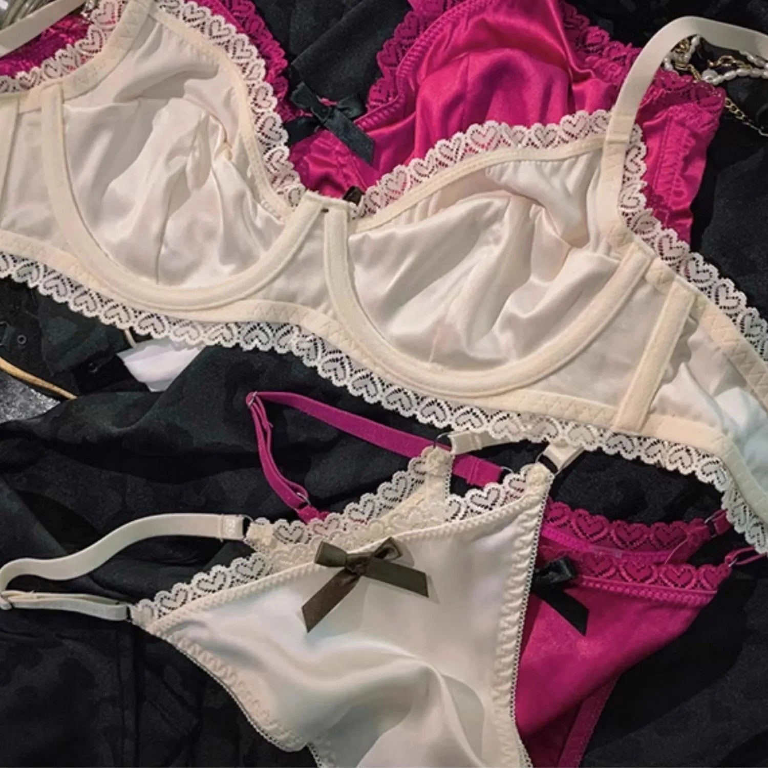 Women Underwear Set Ice Silk Sexy Lace See Through Push Up Bra Set Summer Spring Gathered Breathable Lingerie and Panty