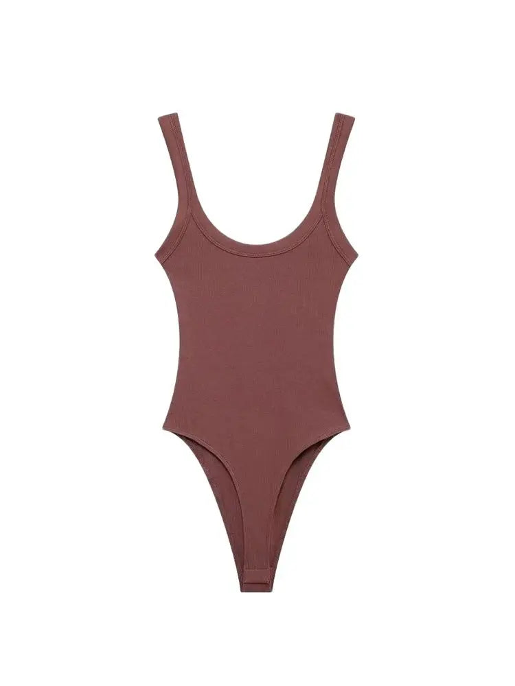 Skinny Ribbed Bodysuits for Women, O Neck, Straps, Snap-Button, Female Playsuits, Sexy Fashion