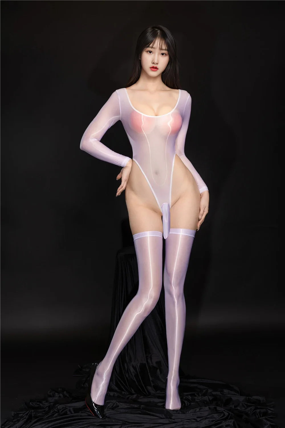 Exotic Bodysuit Tops Shiny Smooth Unisex Elephant Nost Sheath Thong Cut Tights Sexy Sheer See Through Leotard Elastic Unitard