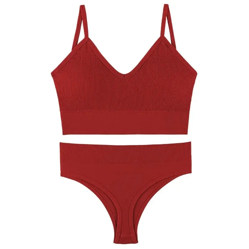 Women Underwear Set Wireless Lingerie Panties Bra Sexy G-String Seamless Tank Crop Top Brassiere New