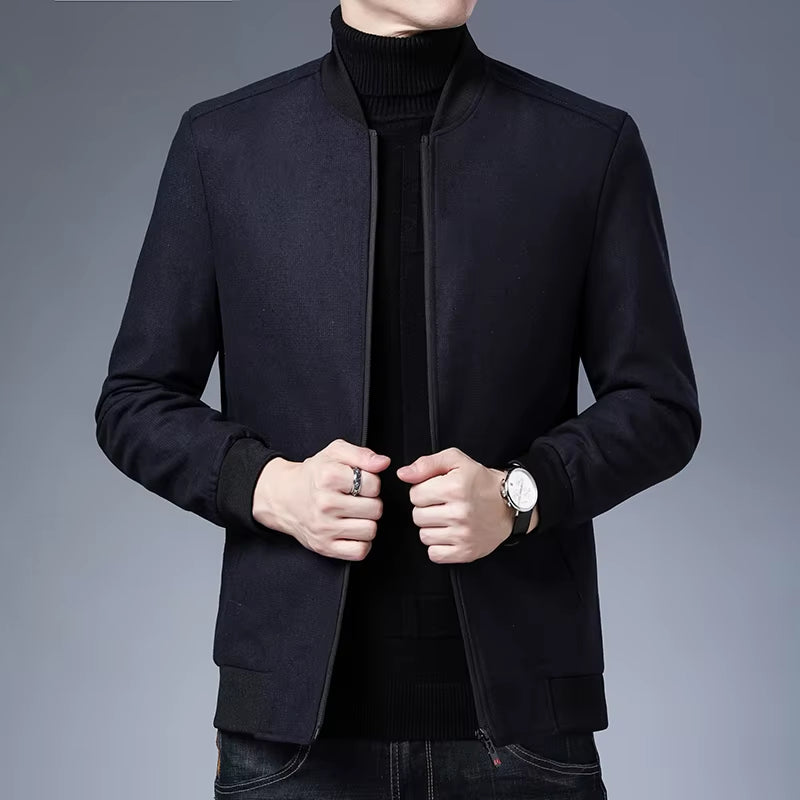 New Brand Casual Fashion Baseball Collar Autumn Winter Mens Coat 2025 Men Clothing Fashion Jacket Solid Classic Windbreaker